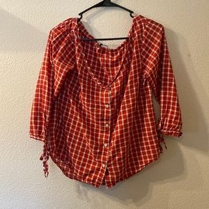 Madewell Marie plaid off the shoulder top size small